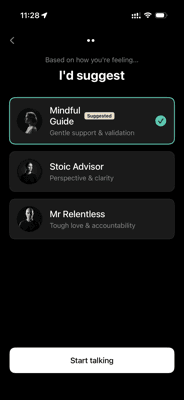 Companion suggestion screen