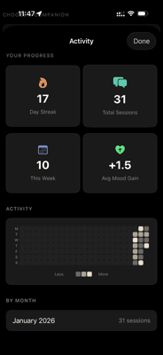 Progress tracking screen